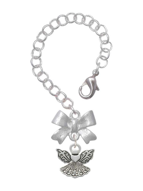Silver Plated Small Angel with Heart - Bow Charm Accessory for Tumblers and Thermal Cups