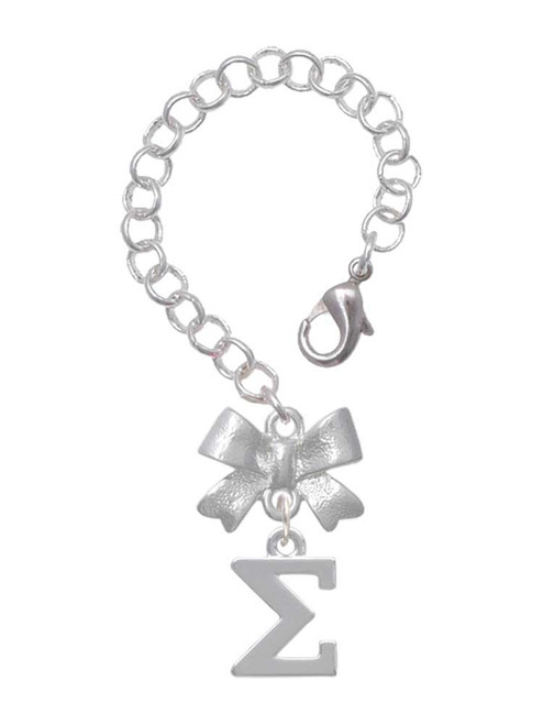 Silver Plated Large Greek Letter - Sigma - Bow Charm Accessory for Tumblers and Thermal Cups