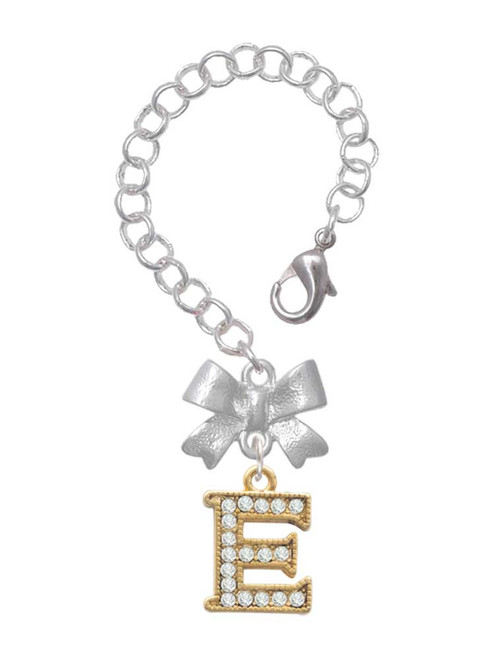 Gold-tone Crystal Initial - E - Bow Charm Accessory for Tumblers and Thermal Cups