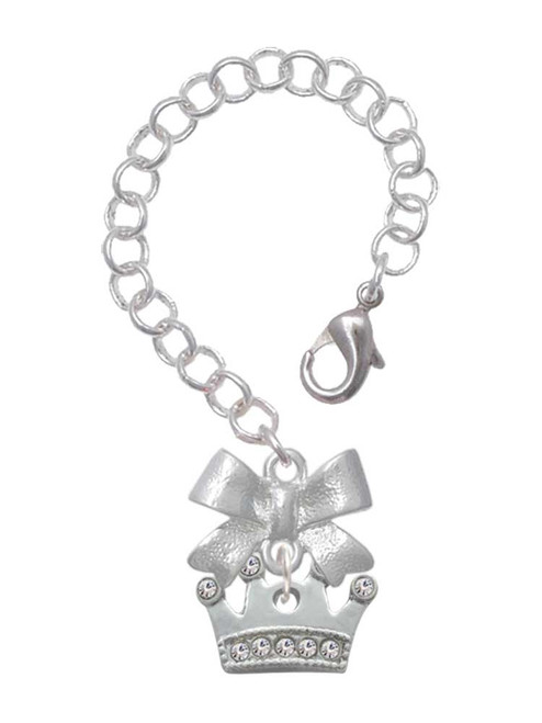 Silver Plated Crown with Clear Crystals - Bow Charm Accessory for Tumblers and Thermal Cups