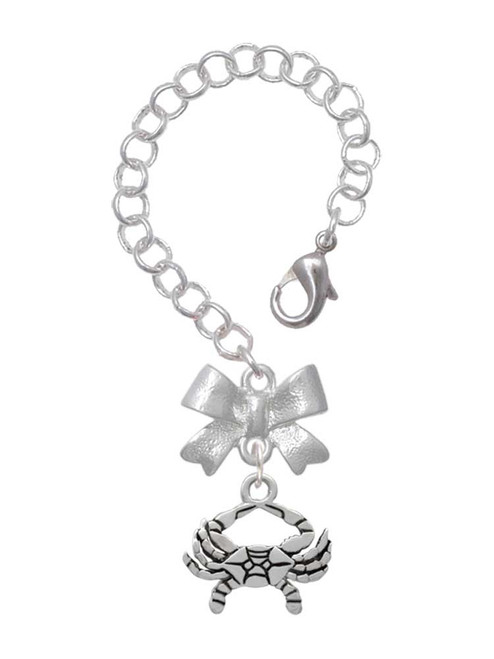Silver Plated Crab - Bow Charm Accessory for Tumblers and Thermal Cups