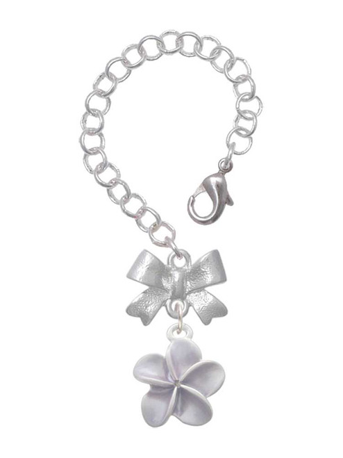 Silver Plated Purple Plumeria Flower - Bow Charm Accessory for Tumblers and Thermal Cups