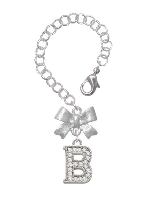 Silver Plated Crystal Initial - B - Bow Charm Accessory for Tumblers and Thermal Cups