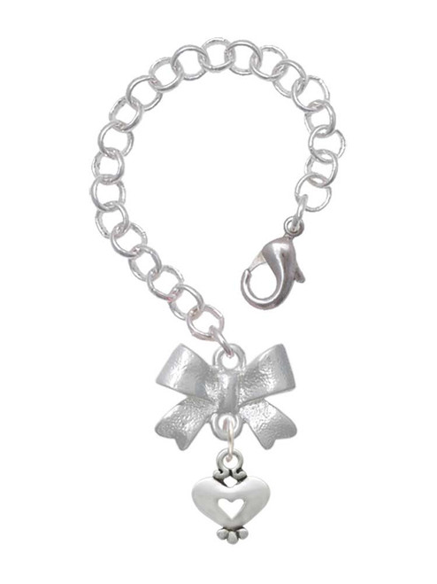 Silver Plated Mini Heart with Cutout - Bow Charm Accessory for Tumblers and Thermal Cups