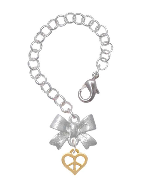 Gold-tone Mini Heart Peace Sign - Bow Charm Accessory for Tumblers and Thermal Cups