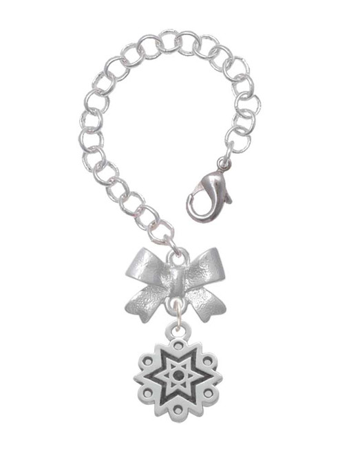 Silver Plated Antiqued Snowflake - Bow Charm Accessory for Tumblers and Thermal Cups