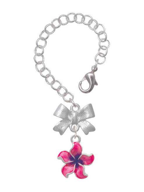 Silver Plated Hot Pink and Purple Plumeria Flower - Bow Charm Accessory for Tumblers and Thermal Cups