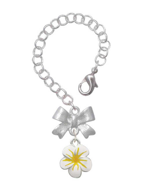 Silver Plated White and Yellow Flower - Bow Charm Accessory for Tumblers and Thermal Cups