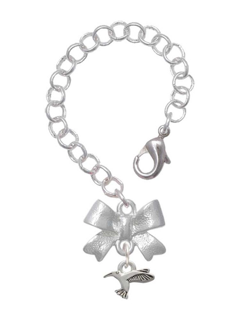 Silver Plated Mini Hummingbird - Bow Charm Accessory for Tumblers and Thermal Cups