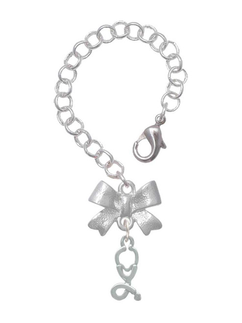 Silver Plated Stethoscope - Bow Charm Accessory for Tumblers and Thermal Cups