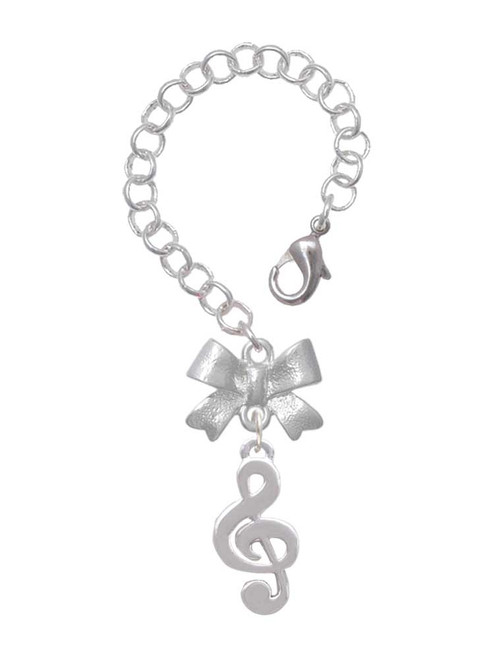 Silver Plated Rounded Clef - Bow Charm Accessory for Tumblers and Thermal Cups