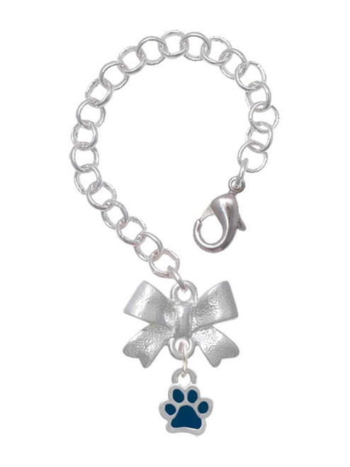 Silver Plated Mini Translucent Navy Paw - Bow Charm Accessory for Tumblers and Thermal Cups