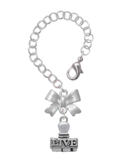 Silver Plated LIVE Stamp - Bow Charm Accessory for Tumblers and Thermal Cups