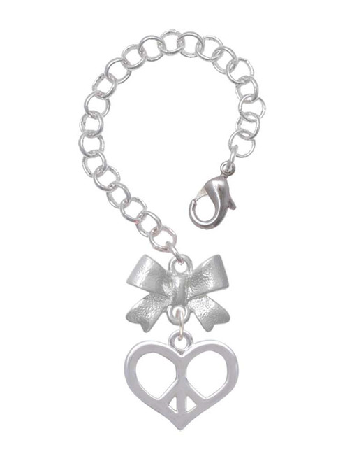 Silver Plated Heart Peace Sign - Bow Charm Accessory for Tumblers and Thermal Cups