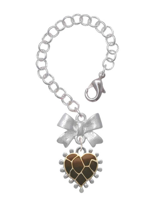 Two-tone Enamel Giraffe Print Heart - Bow Charm Accessory for Tumblers and Thermal Cups