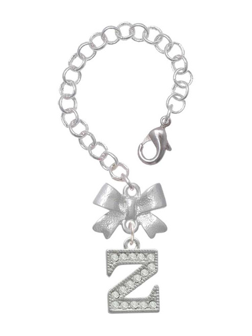 Silver Plated Crystal Initial - Z - Bow Charm Accessory for Tumblers and Thermal Cups