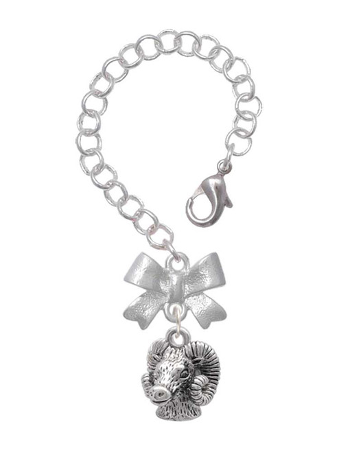 Silver Plated Medium 3-D Ram Head - Bow Charm Accessory for Tumblers and Thermal Cups
