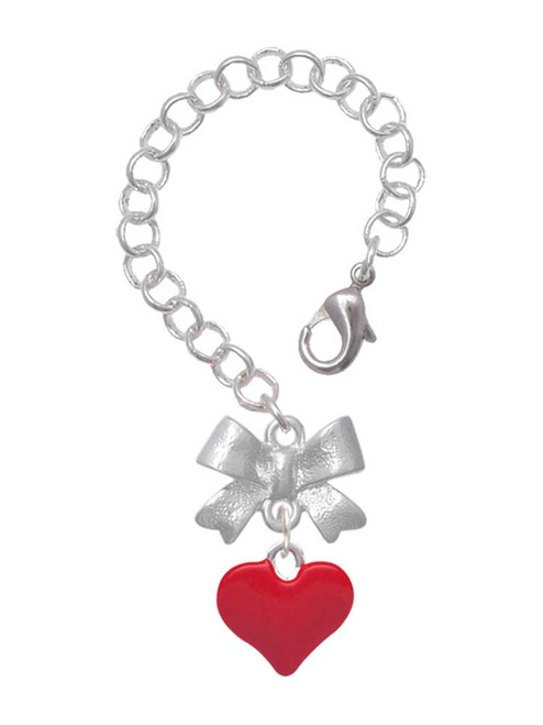 Silver Plated 3-D Red Puffy Heart - Bow Charm Accessory for Tumblers and Thermal Cups