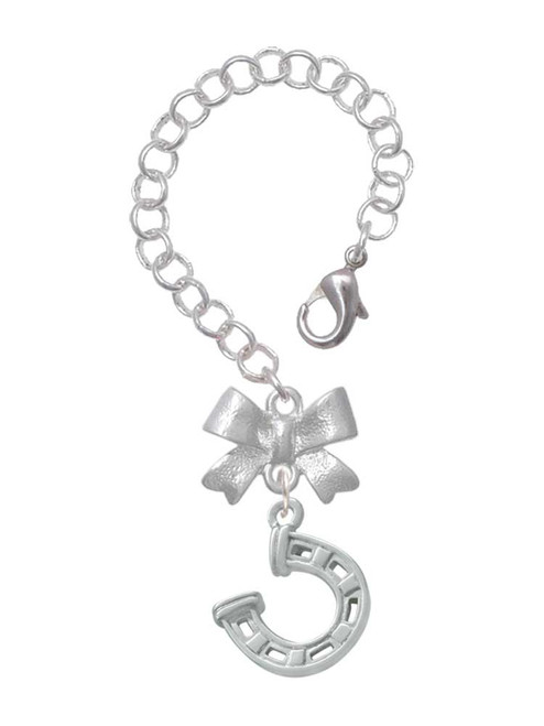 Silver Plated Horseshoe with Side Loop - Bow Charm Accessory for Tumblers and Thermal Cups