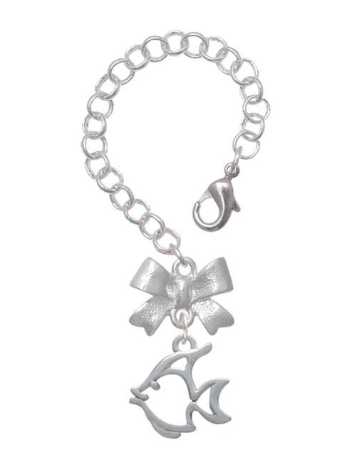 Silver Plated 2-D Open Angel Fish - Bow Charm Accessory for Tumblers and Thermal Cups