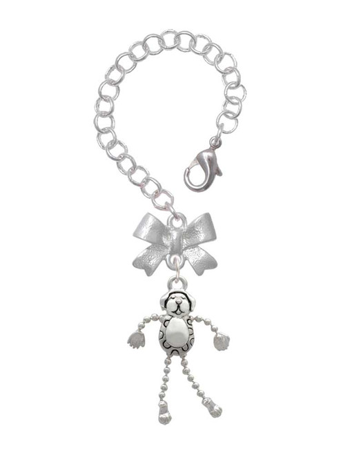 Silver Plated Dog with 4 Dangle legs - Bow Charm Accessory for Tumblers and Thermal Cups