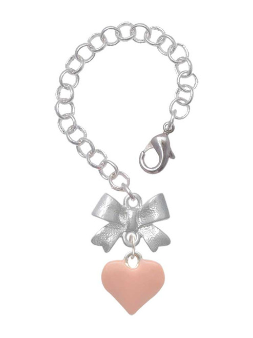 Silver Plated 3-D Pink Puffy Heart - Bow Charm Accessory for Tumblers and Thermal Cups