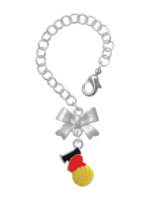 Silver Plated I Love Water polo - Red Heart - Bow Charm Accessory for Tumblers and Thermal Cups