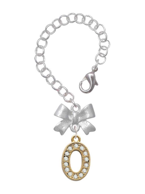 Gold-tone Crystal Initial - O - Bow Charm Accessory for Tumblers and Thermal Cups