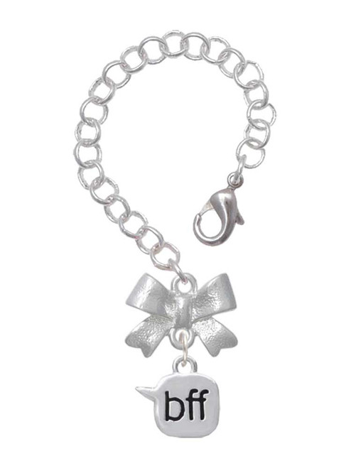 Silver Plated Text Chat - bff - Best Friends Forever - Bow Charm Accessory for Tumblers and Thermal Cups