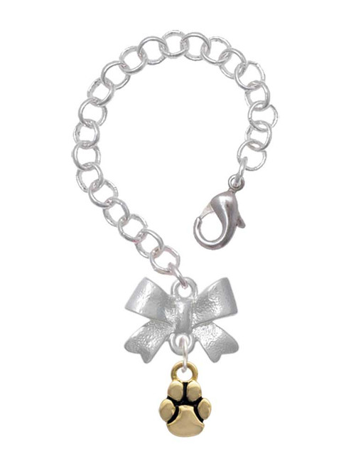 Gold-tone Mini Rounded Paw - Bow Charm Accessory for Tumblers and Thermal Cups