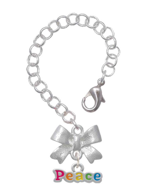 Silver Plated Rainbow Colored ''Peace'' - Bow Charm Accessory for Tumblers and Thermal Cups