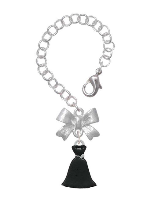 Silver Plated Black Dress - Bow Charm Accessory for Tumblers and Thermal Cups