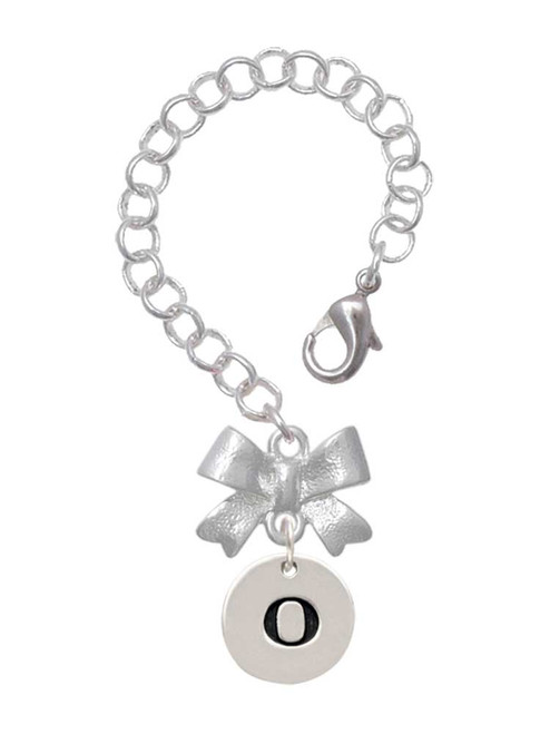 Silver Plated Disc Initial - o - Bow Charm Accessory for Tumblers and Thermal Cups