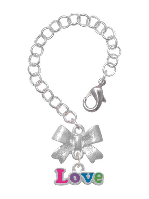 Silver Plated Rainbow Colored ''Love'' - Bow Charm Accessory for Tumblers and Thermal Cups