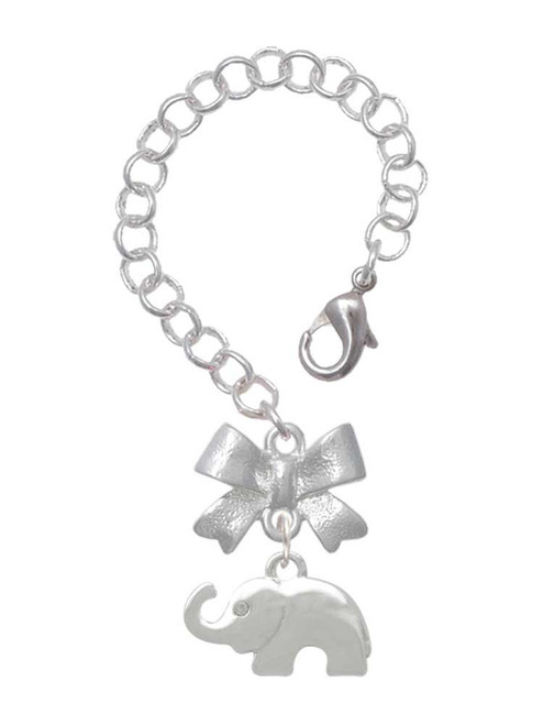 Silver Plated Elephant with Crystal Eyes - Bow Charm Accessory for Tumblers and Thermal Cups