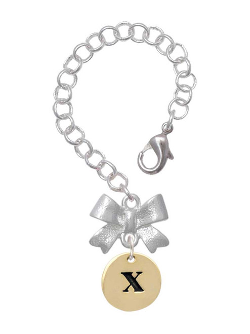 Gold-tone Disc 1/2'' Initial - x - Bow Charm Accessory for Tumblers and Thermal Cups