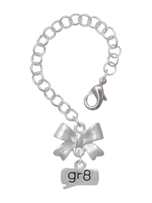 Silver Plated Text Chat - gr8 - Great - Bow Charm Accessory for Tumblers and Thermal Cups