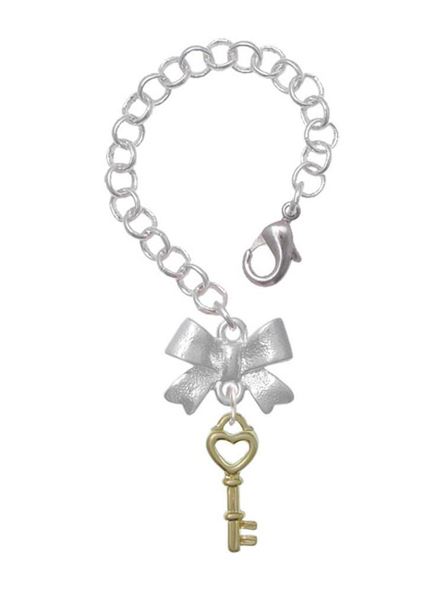 Gold-tone Open Heart Key - Bow Charm Accessory for Tumblers and Thermal Cups