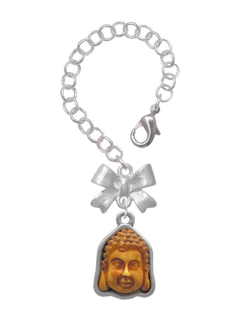 Silver-tone Resin Buddha Head in Frame - Bow Charm Accessory for Tumblers and Thermal Cups