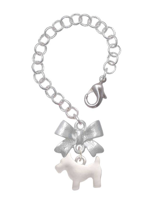 Silver Plated Flat Scottie Dog - Bow Charm Accessory for Tumblers and Thermal Cups