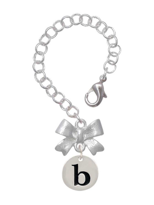 Silver Plated Disc Initial - b - Bow Charm Accessory for Tumblers and Thermal Cups