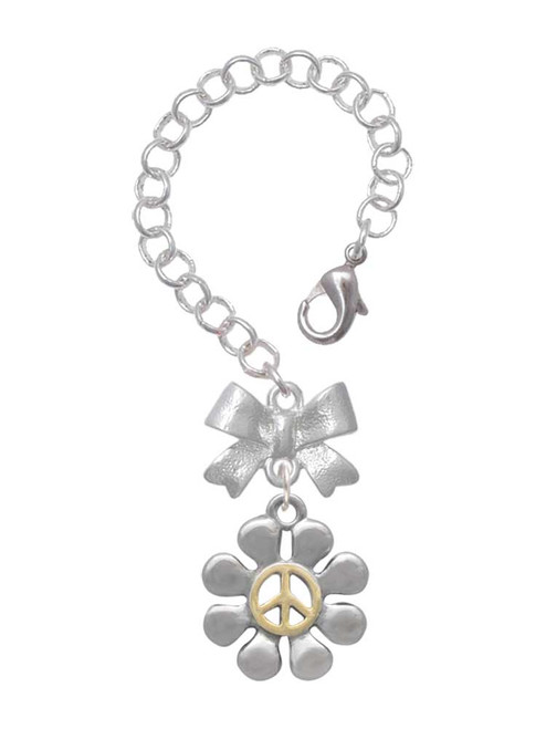 Two-tone Large Daisy with Peace Sign - Bow Charm Accessory for Tumblers and Thermal Cups