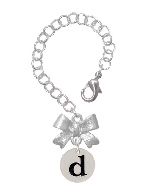 Silver Plated Disc Initial - d - Bow Charm Accessory for Tumblers and Thermal Cups