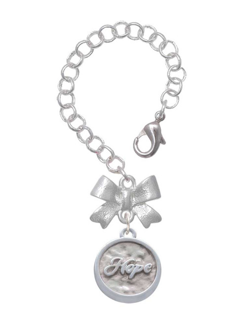 Silver Plated Hope - Round Seal - Bow Charm Accessory for Tumblers and Thermal Cups