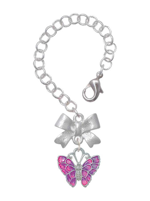 Silver Plated Hot Pink & Purple Butterfly - Bow Charm Accessory for Tumblers and Thermal Cups