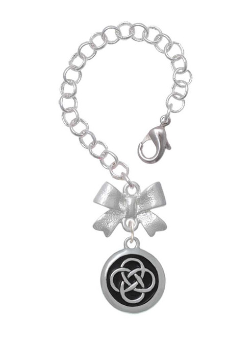 Silver Plated Celtic Knot in Black Circle - Bow Charm Accessory for Tumblers and Thermal Cups