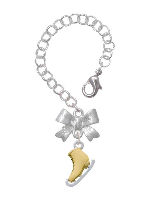 Two-tone 3-D Ice Skate - Bow Charm Accessory for Tumblers and Thermal Cups