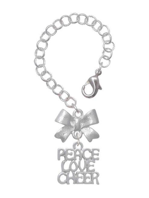 Silver Plated Medium ''Peace Love Cheer'' - Bow Charm Accessory for Tumblers and Thermal Cups