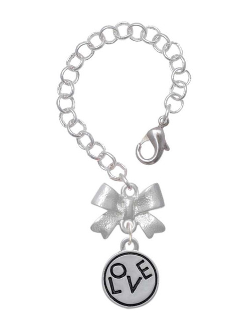 Silver Plated Love in Circle - Bow Charm Accessory for Tumblers and Thermal Cups
