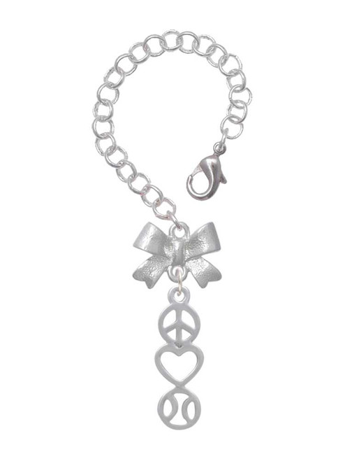 Silver Plated Peace - Heart - Softball - Bow Charm Accessory for Tumblers and Thermal Cups